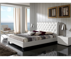 Cama tapizada blanco Nuria