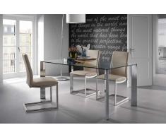Mesa comedor cristal transparente cromada Urban 140x90