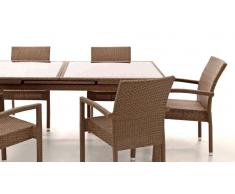 Mesa extensible de rattan crema Kity