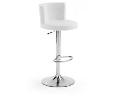 Taburete alto respaldo curvo tapizado blanco
