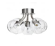 Pholc Plafón de techo Tage plata-vidrio transparente