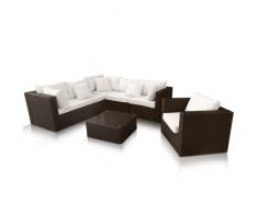 Conjunto de jardin salon Polyrattan trenzado muebles de exterior te...