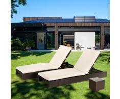 2 Chaise longues Polyrattan tumbonas playa piscina MALESIA