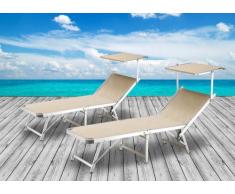2 Tumbonas de playa plegables aluminio parasol piscina GABICCE