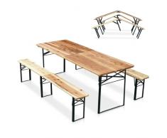 Conjunto mesa y bancos plegables de madera fiesta cerveza exterior ...