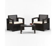 Conjunto de jardín para exterior resina bar sillones mesa cojines 2...