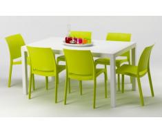 Conjunto mesa rectangular y sillas Polyrattan jardin bar exterior r...