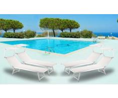 4 Tumbonas de playa aluminio parasol jardin piscina SANTORINI