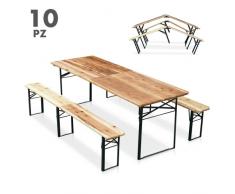 Conjunto mesa y bancos plegables de madera fiesta cerveza exterior ...