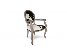 Sillón medallón piel de vaca autentica con reposa-brazos –Cow