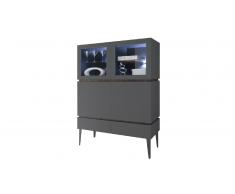 Vitrina 4 puertas 2 cajones color lacado gris mate - Galatik