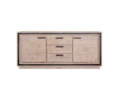 Aparador 2 puertas de madera maciza y metal cepillado 175 cm -Amylton