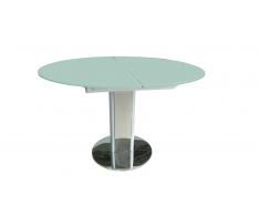 Mesa de comedor de cristal redonda con largueros - Damasia