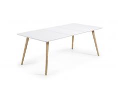 Panzos - Mesa de comedor blanco mate y madera