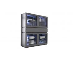 Vitrina 4 puertas 2 cajones lacado mate gris - Galatik