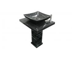 Lavabo y pie de mármol negro - Selina