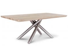 Arona - Mesa de comedor rectangular con pie de metal cepillado