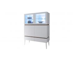 Vitrina 4 puertas 2 cajones color lacado blanco mate - Galatik