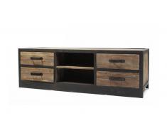 Mueble de TV Caruso 4 cajones estilo industrial madera y metal
