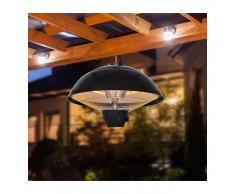 Outsunny Radiador Infrarrojos Negro Aluminio Φ40,5x30,7 cm Negro