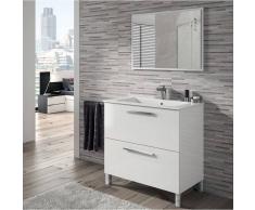 RED DISTRIBUCIONES MUEBLE DE LAVABO 2 CAJONES + ESPEJO ACABADO BLANCO BRILLO - RED DISTRIBUCIONES