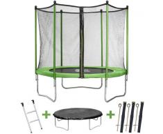 HABITAT ET JARDIN Trampolin Yoopi - Ø 1.8 m - con red + escalera + cubierta de protección + kit
