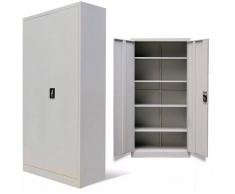 VIDAXL Armario de oficina de 2 puertas 180 cm Gris - VIDAXL