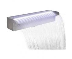 VIDAXL Fuente rectangular con LEDs para piscina, Acero inoxidable, 45 cm - VIDAXL