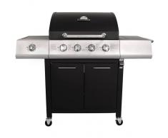 CHARLES BENTLEY Bentley - Barbacoa a gas con 5 quemadores - Quemador lateral - Negro