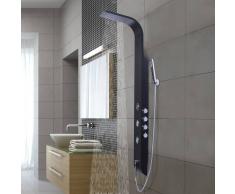 HOMCOM Panel de Ducha Multifunciones con Temperatura Ajustable – Color Negro –