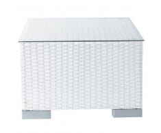 Mesa auxiliar de jardín de resina trenzada blanca L. 55 cm Antibes