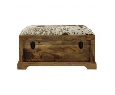 Banco baúl de madera de mango y piel caprina An. 84 cm ALPIN
