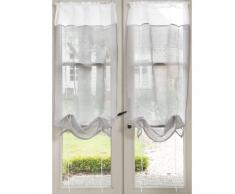Cortina corta con encajes de lino gris 60 x 120 cm MARQUISE
