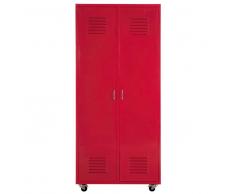 Armario guardarropa con ruedas de metal rojo An. 85 cm Loft