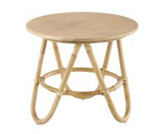 Mesa baja redonda de madera y mimbre Ø 46 cm Suzane