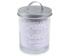 Vela perfumada lila en tarro de cristal