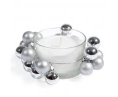 Vela + bolas decorativas plateadas D. 13 cm FESTIVES