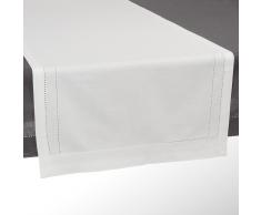 Camino de mesa liso de algodón crudo L. 150 cm