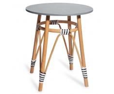 Mesa auxiliar de mimbre con tablero gris PENLY