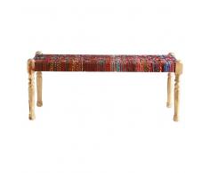 Banco indio de acacia y saris indio de colores An. 122 cm Katmandou