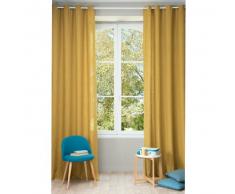Cortina con ojales de lino lavado amarillo mostaza 130 × 300 cm