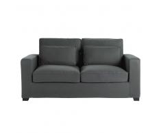 Sofá convertible de 2/3 plazas de algodón gris pizarra, colchón 12 cm Milano