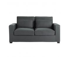 Sofá convertible de 3 plazas de algodón gris pizarra, colchón 6 cm Milano