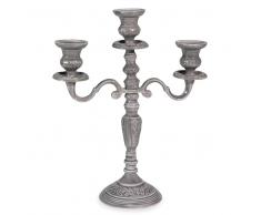 Candelabro de 3 brazos de metal esmaltado gris NODIER