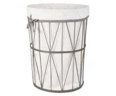 Cesta de la ropa de metal negro y tela cruda