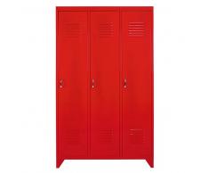 Guardarropa industrial con 3 puertas de metal rojo Loft