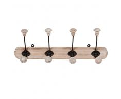 Colgador 4 ganchos de madera y metal CLOTHILDE