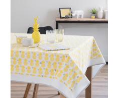 Mantel cuadrado de algodón amarillo 150 x 150 cm PINAPPLE