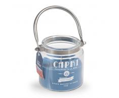 Vela-farol perfumada en vaso azul Al. 10 cm CAPRI