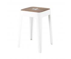Taburete de metal y mango blanco Bloom